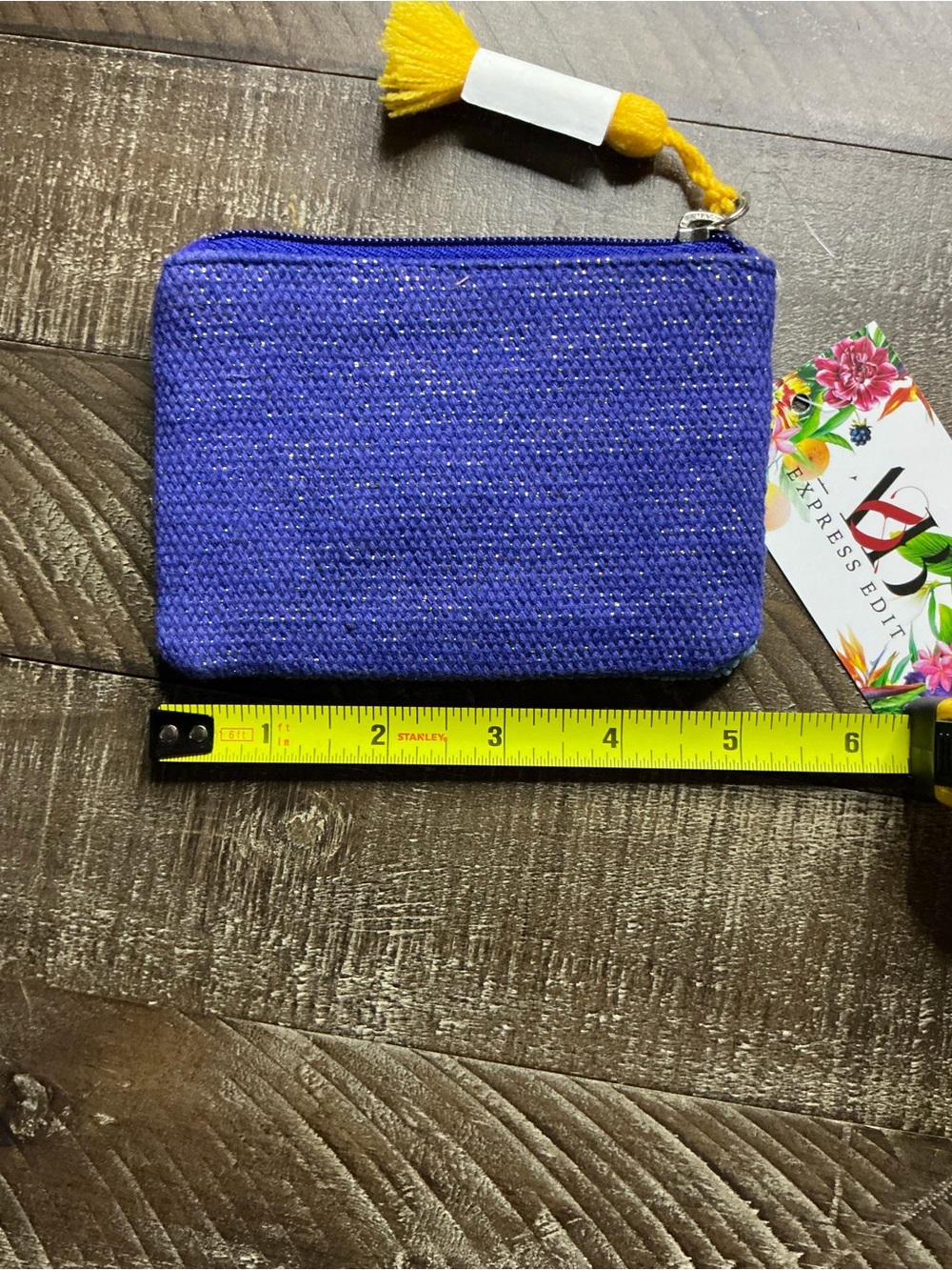 Hand-Beaded Lemon Cosmetic Pouch - Light Blue & Yellow - Picture 3 of 4